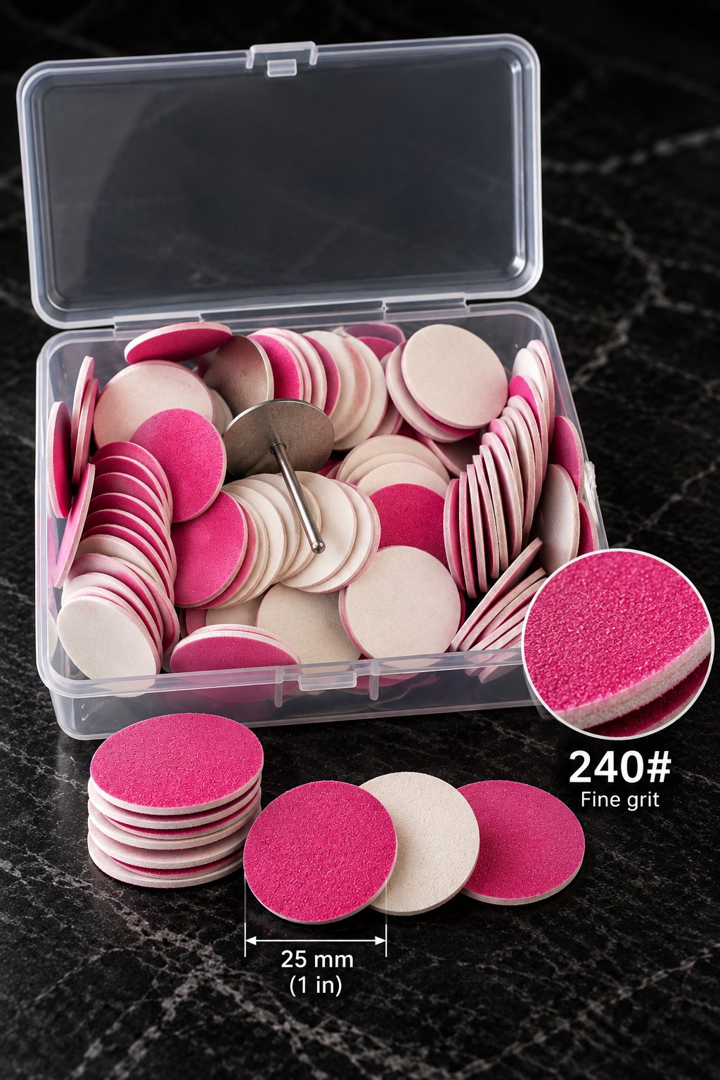 Pedicure Sanding Discs 25mm, 240 Grit 100 pcs