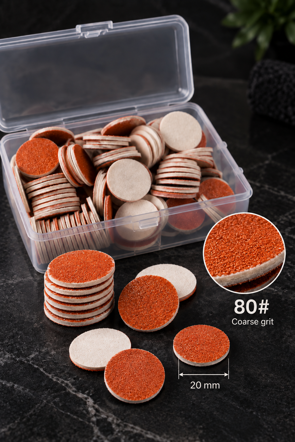 Pedicure Sanding Discs 20mm, 80 Grit 100 pcs