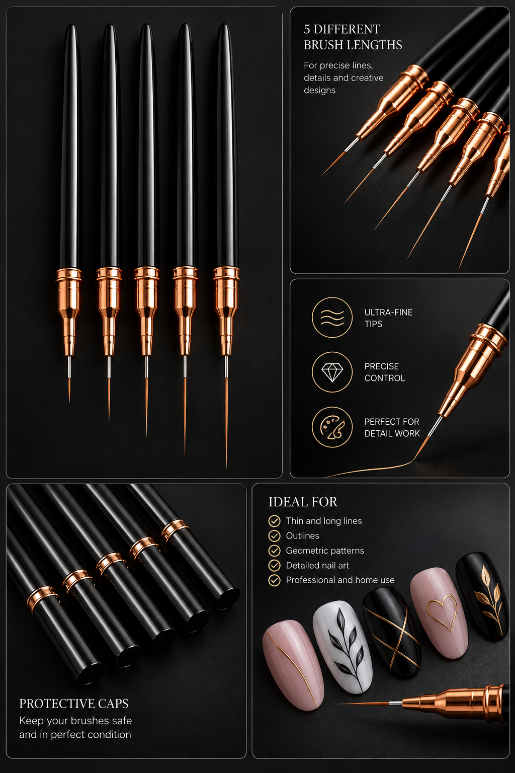 Nail Art Liner Brush 5-pc Set
