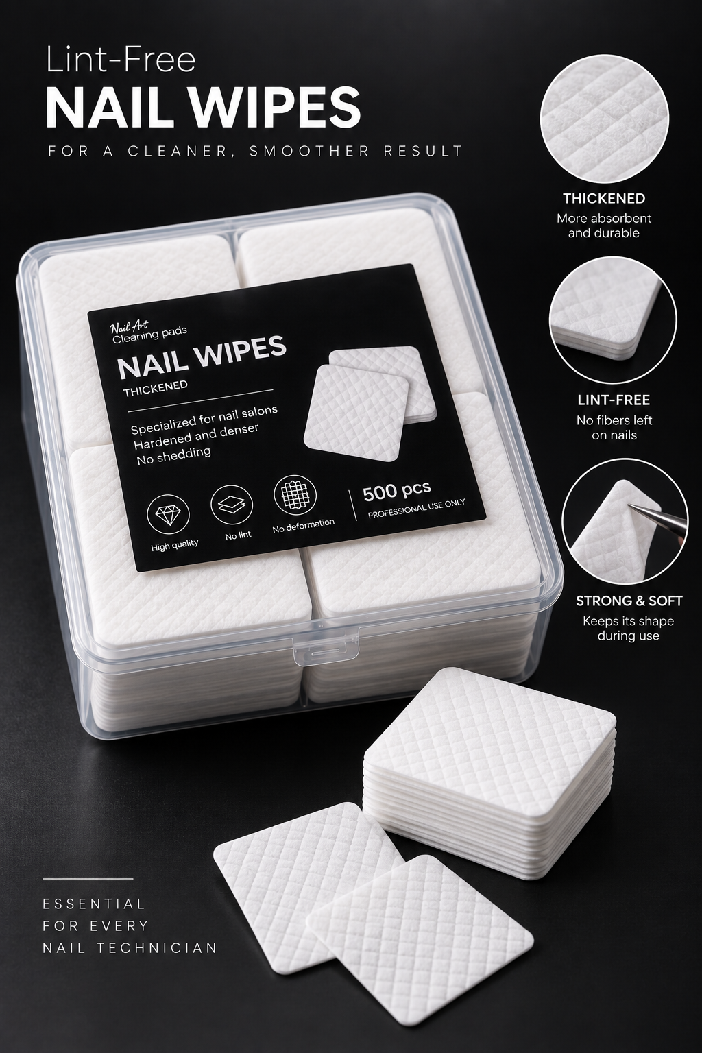 Lint-Free Nail Wipes – 500 pcs