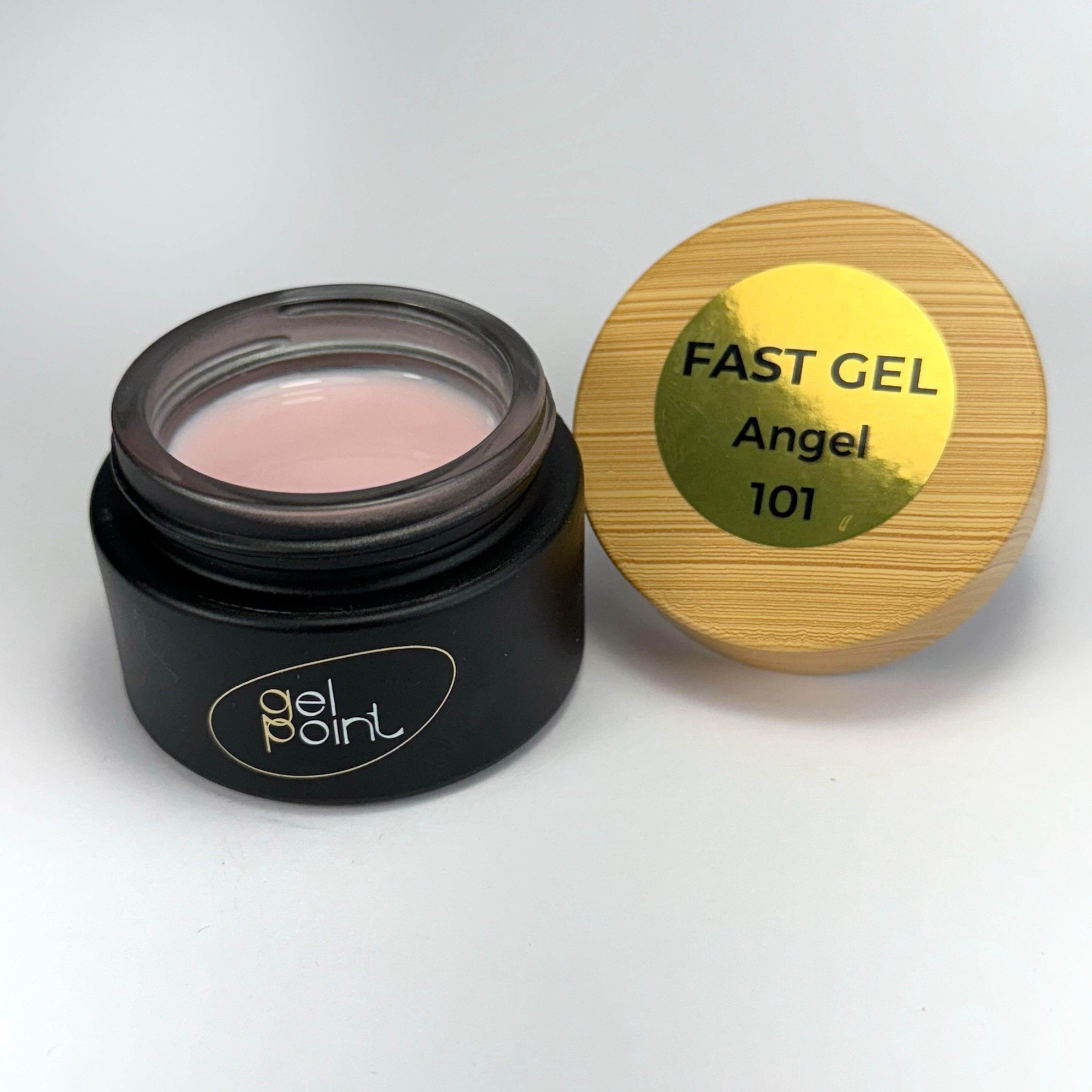 Fast Gel 101 “Angel” Gel Point Builder Gel, Fast 5 Sec Cure UV/LED Hard Gel for Nail Extension, liquid, Strong Self-Leveling, No Lifting, No Cracks,