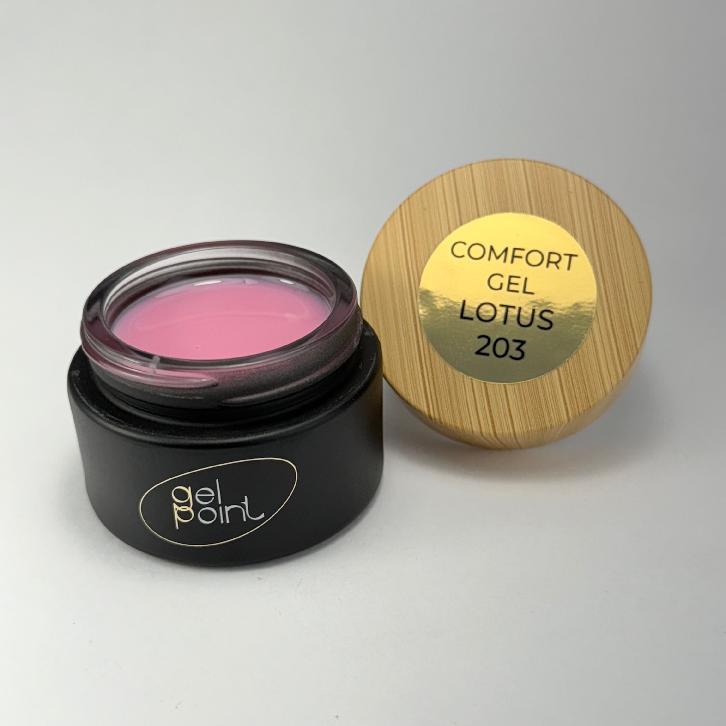 Comfort Gel 203 "Lotus" Gel Point Builder Gel, Fast 5 Sec Cure UV/LED Hard Gel for Nail Extension, liquid, Strong Self-Leveling, No Lifting, No Cracks,