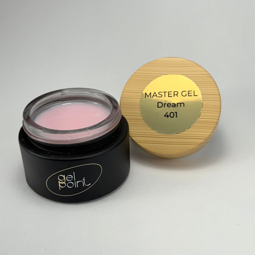 Master Gel 401 “Dream” Gel Point Builder Gel, Fast 5 Sec Cure UV/LED Hard Gel for Nail Extension, liquid, Strong Self-Leveling, No Lifting, No Cracks,