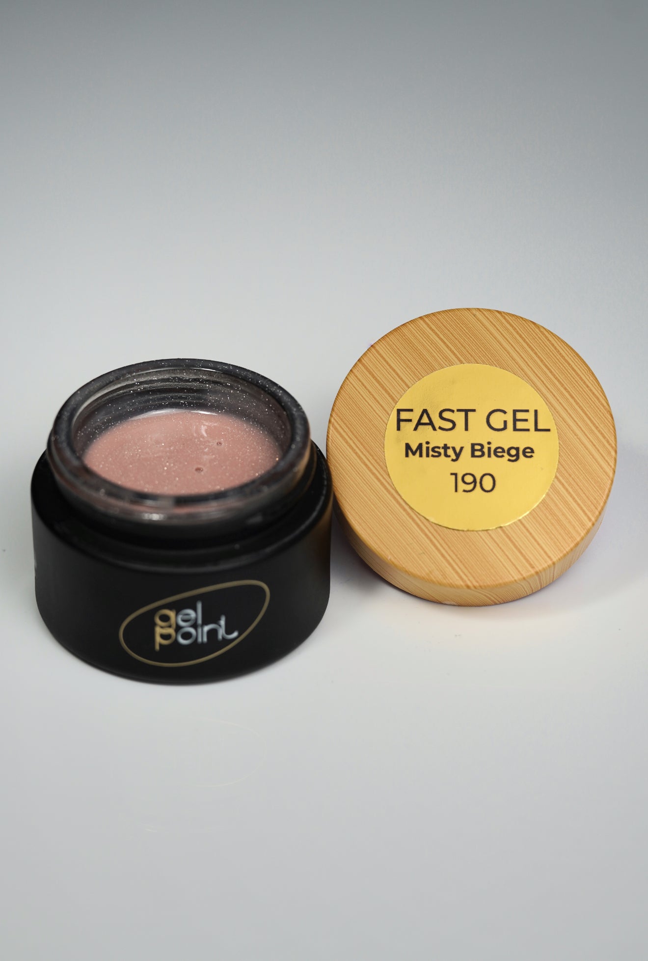 Fast Gel 190 “Misty Biege” Gel Point Builder Gel, Fast 5 Sec Cure UV/LED Hard Gel for Nail Extension, liquid, Strong Self-Leveling, No Lifting, No Cracks,