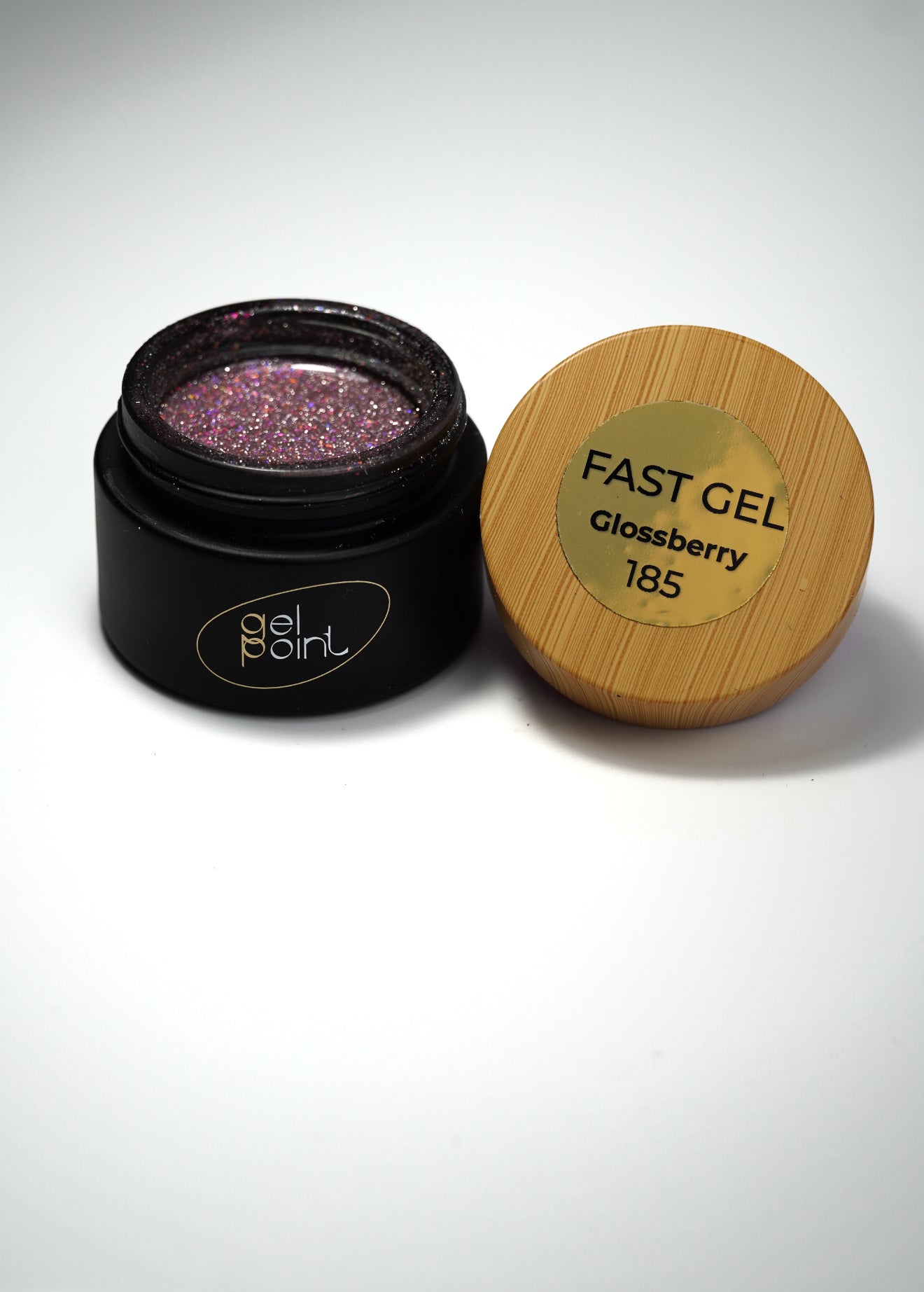 Fast Gel 185 "Glossberry" Gel Point Builder Gel, Fast 5 Sec Cure UV/LED Hard Gel for Nail Extension, liquid, Strong Self-Leveling, No Lifting, No Cracks,