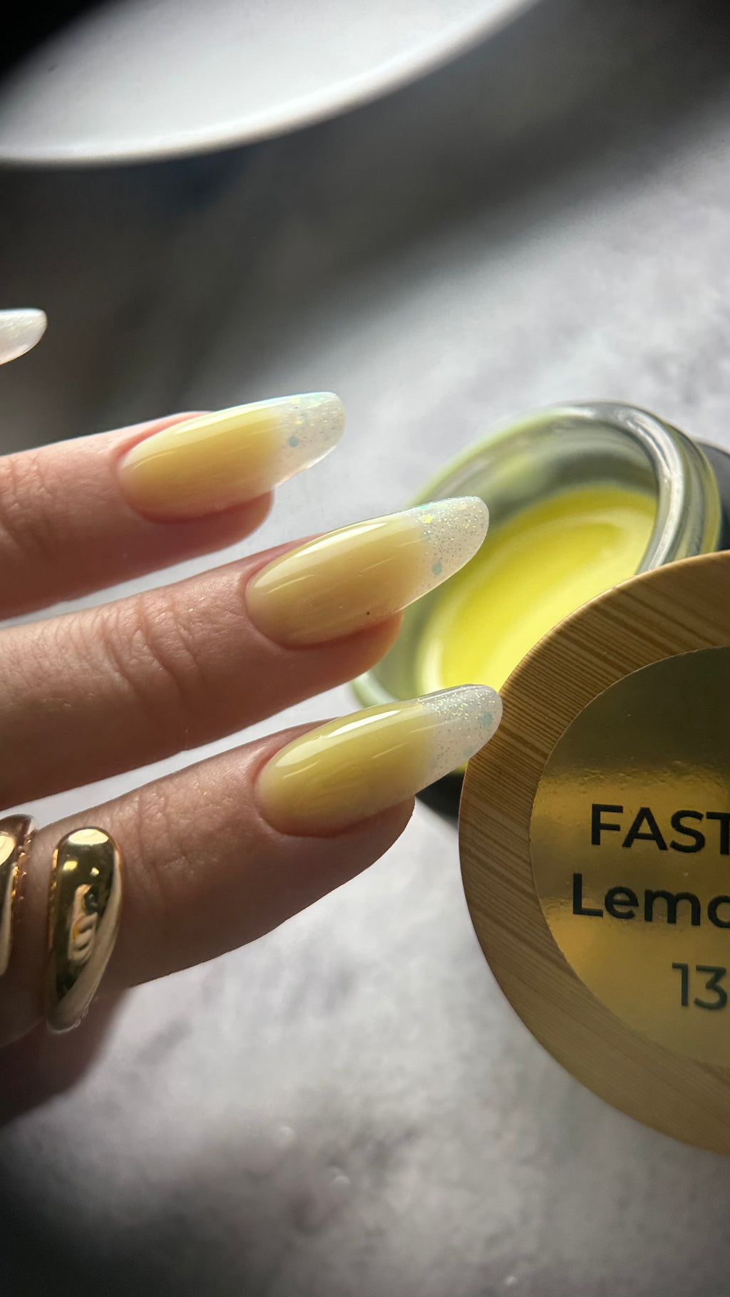 Fast Gel 136 "Lemonade" Gel Point Builder Gel, Fast 5 Sec Cure UV/LED Hard Gel for Nail Extension, liquid, Strong Self-Leveling, No Lifting, No Cracks,