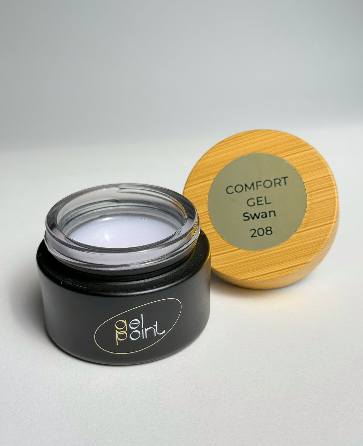 Comfort Gel 208 "Swan" Gel Point Builder Gel, Fast 5 Sec Cure UV/LED Hard Gel for Nail Extension, liquid, Strong Self-Leveling, No Lifting, No Cracks,