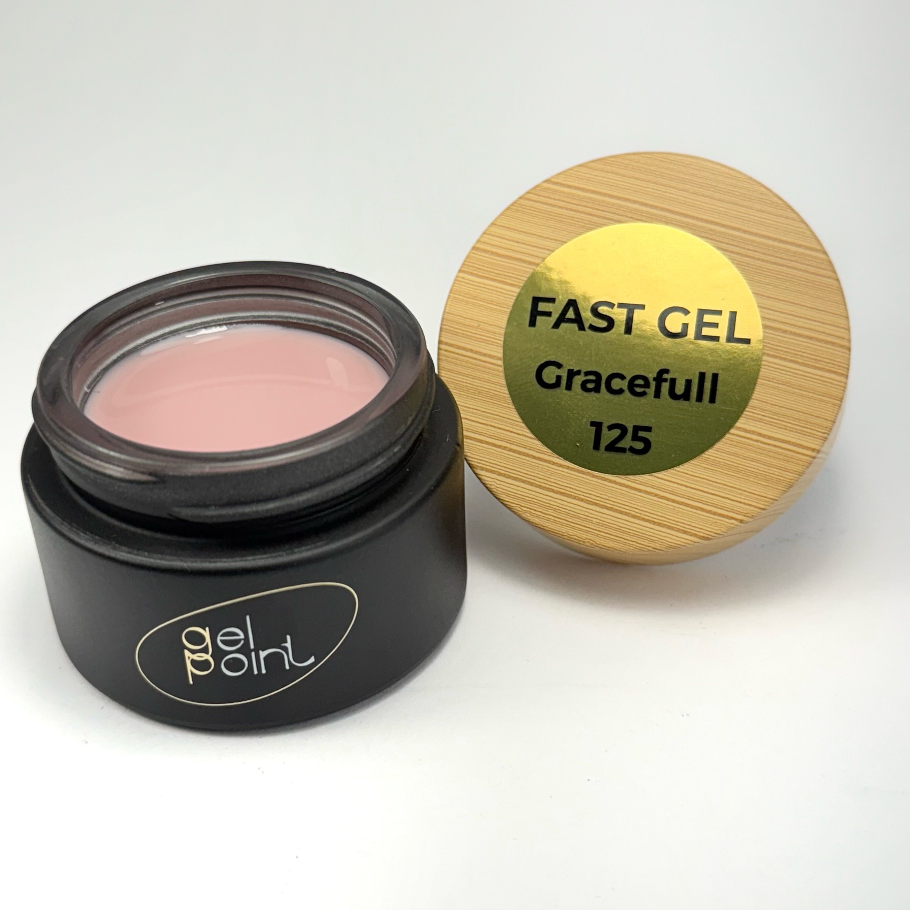 Fast Gel 125 "Graceful" Gel Point Builder Gel, Fast 5 Sec Cure UV/LED Hard Gel for Nail Extension, liquid, Strong Self-Leveling, No Lifting, No Cracks,