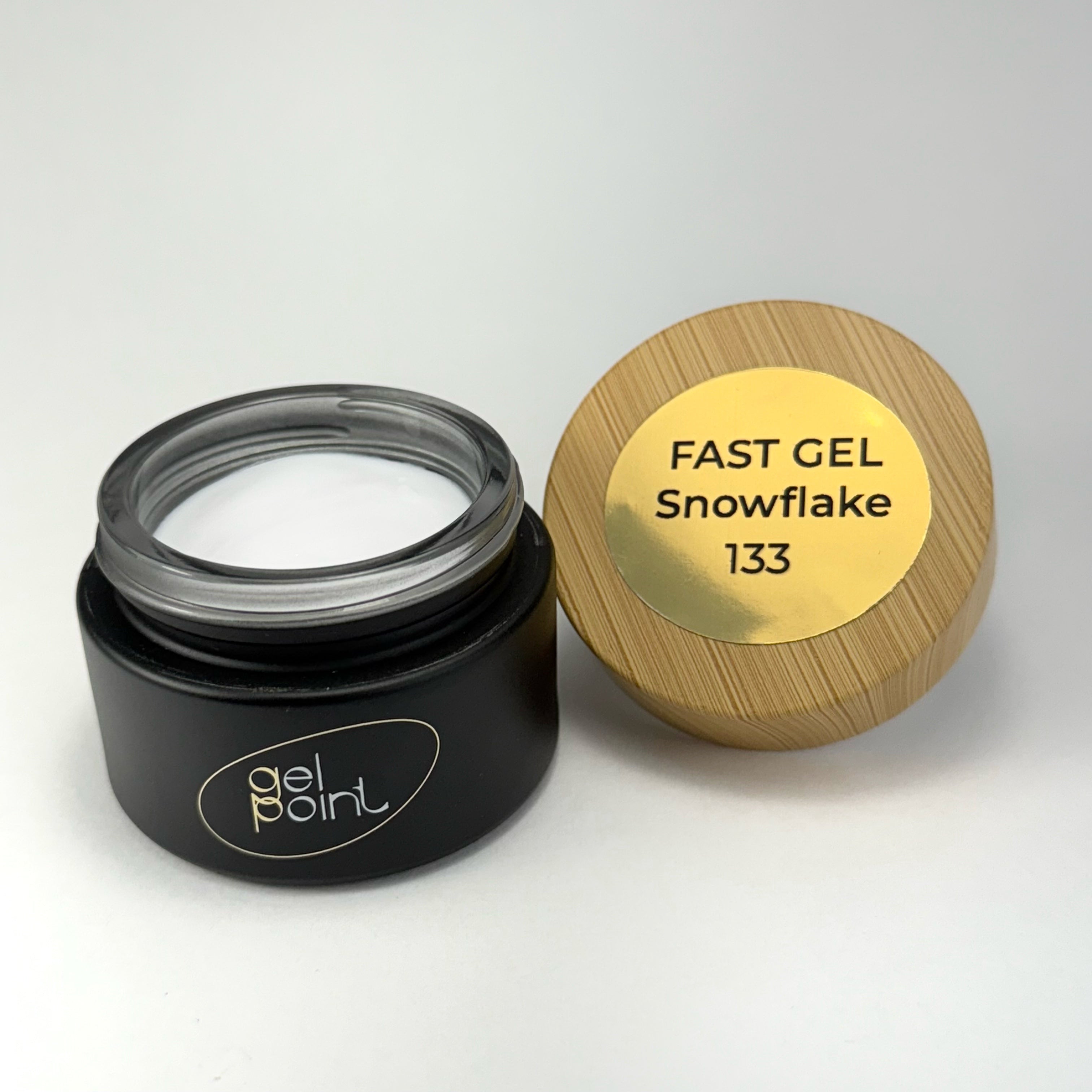 Fast Gel 133 "Snowflake" Gel Point Builder Gel, Fast 5 Sec Cure UV/LED Hard Gel for Nail Extension, liquid, Strong Self-Leveling, No Lifting, No Cracks,