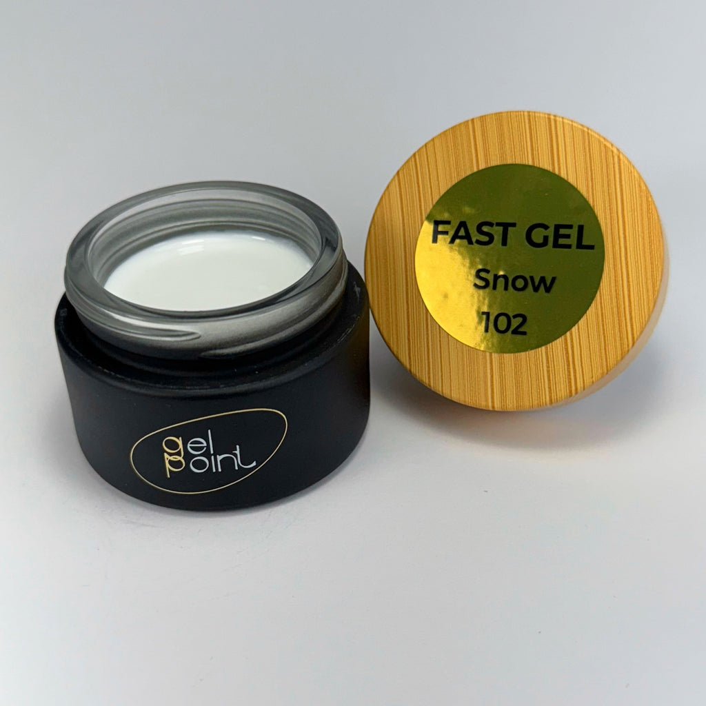 Fast Gel "102 "Snow" Gel Point Builder Gel, Fast 5 Sec Cure UV/LED Hard Gel for Nail Extension, liquid, Strong Self-Leveling, No Lifting, No Cracks.