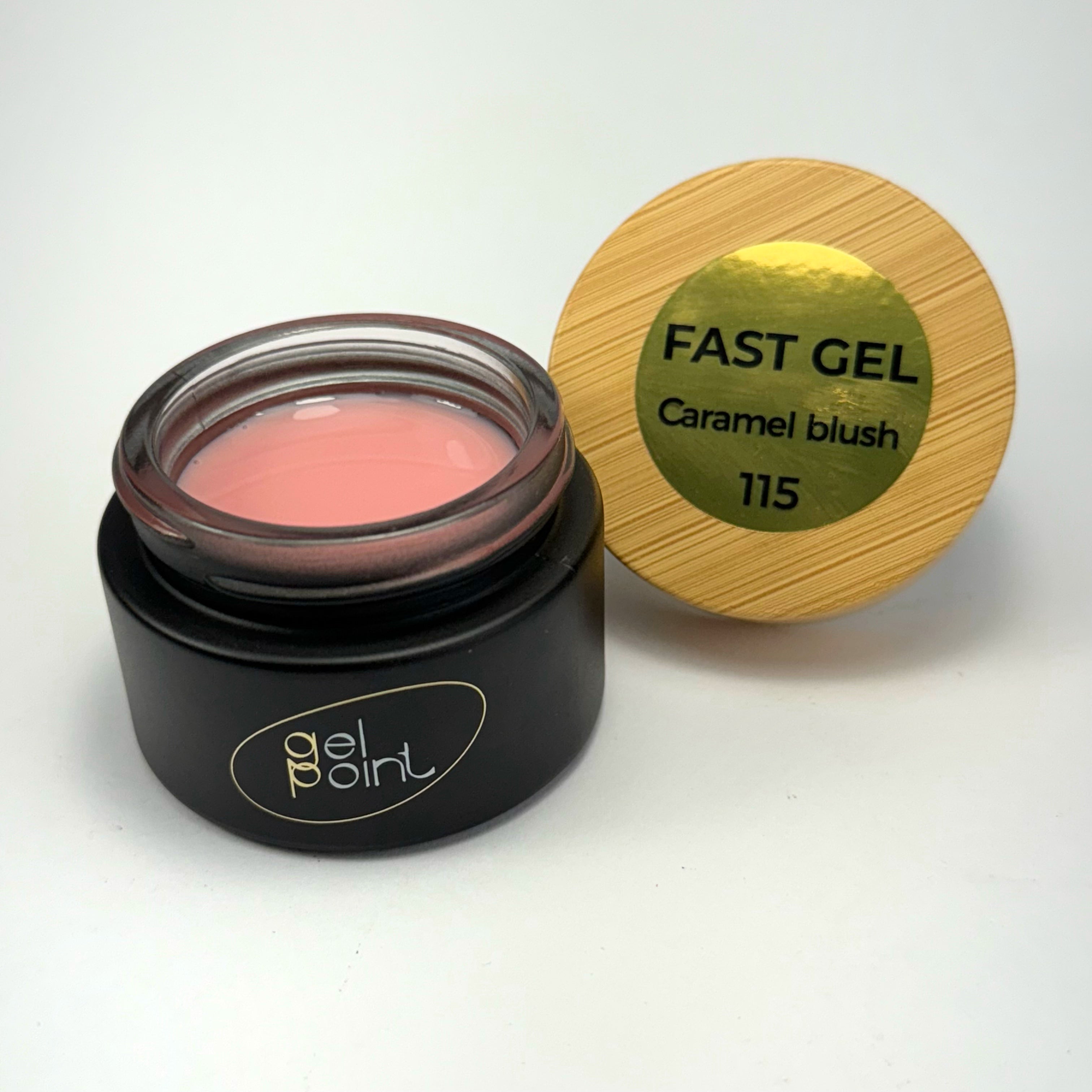 Fast Gel 115 "Caramel blush" Gel Point Builder Gel, Fast 5 Sec Cure UV/LED Hard Gel for Nail Extension, liquid, Strong Self-Leveling, No Lifting, No Cracks,
