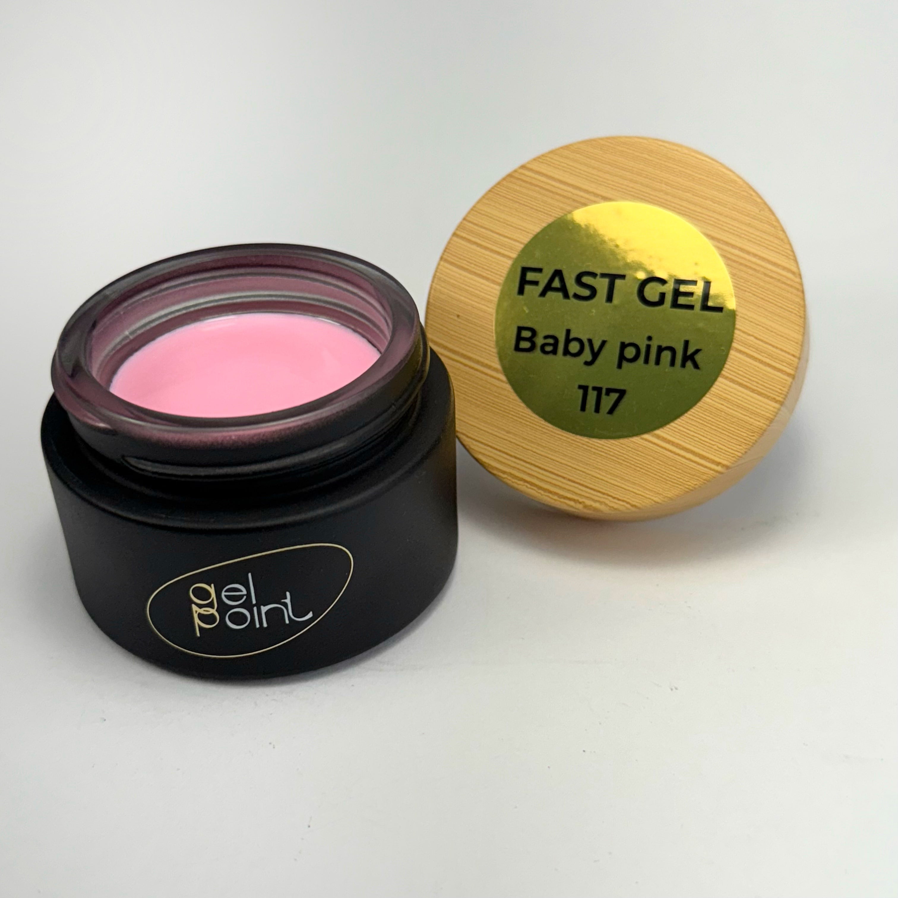 Fast Gel 117 "Baby Pink" Gel Point Builder Gel, Fast 5 Sec Cure UV/LED Hard Gel for Nail Extension, liquid, Strong Self-Leveling, No Lifting, No Cracks,