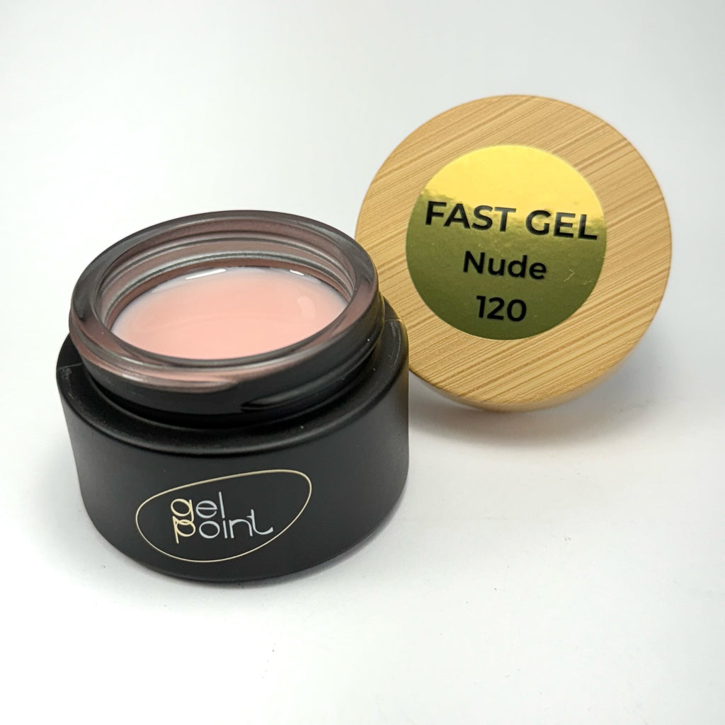 Fast Gel 120 "Nude" Gel Point Builder Gel, Fast 5 Sec Cure UV/LED Hard Gel for Nail Extension, liquid, Strong Self-Leveling, No Lifting, No Cracks,