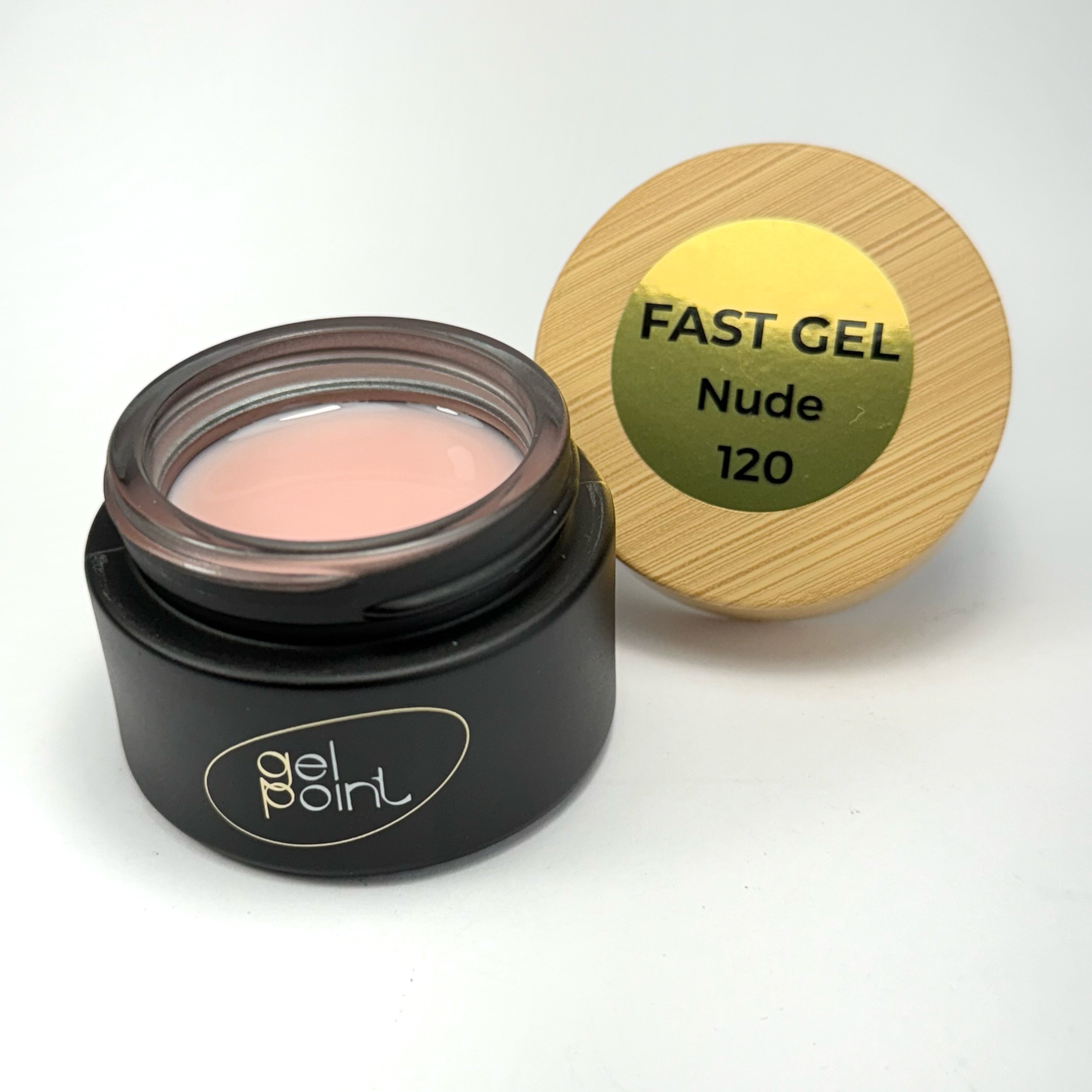 Fast Gel 120 "Nude" Gel Point Builder Gel, Fast 5 Sec Cure UV/LED Hard Gel for Nail Extension, liquid, Strong Self-Leveling, No Lifting, No Cracks,