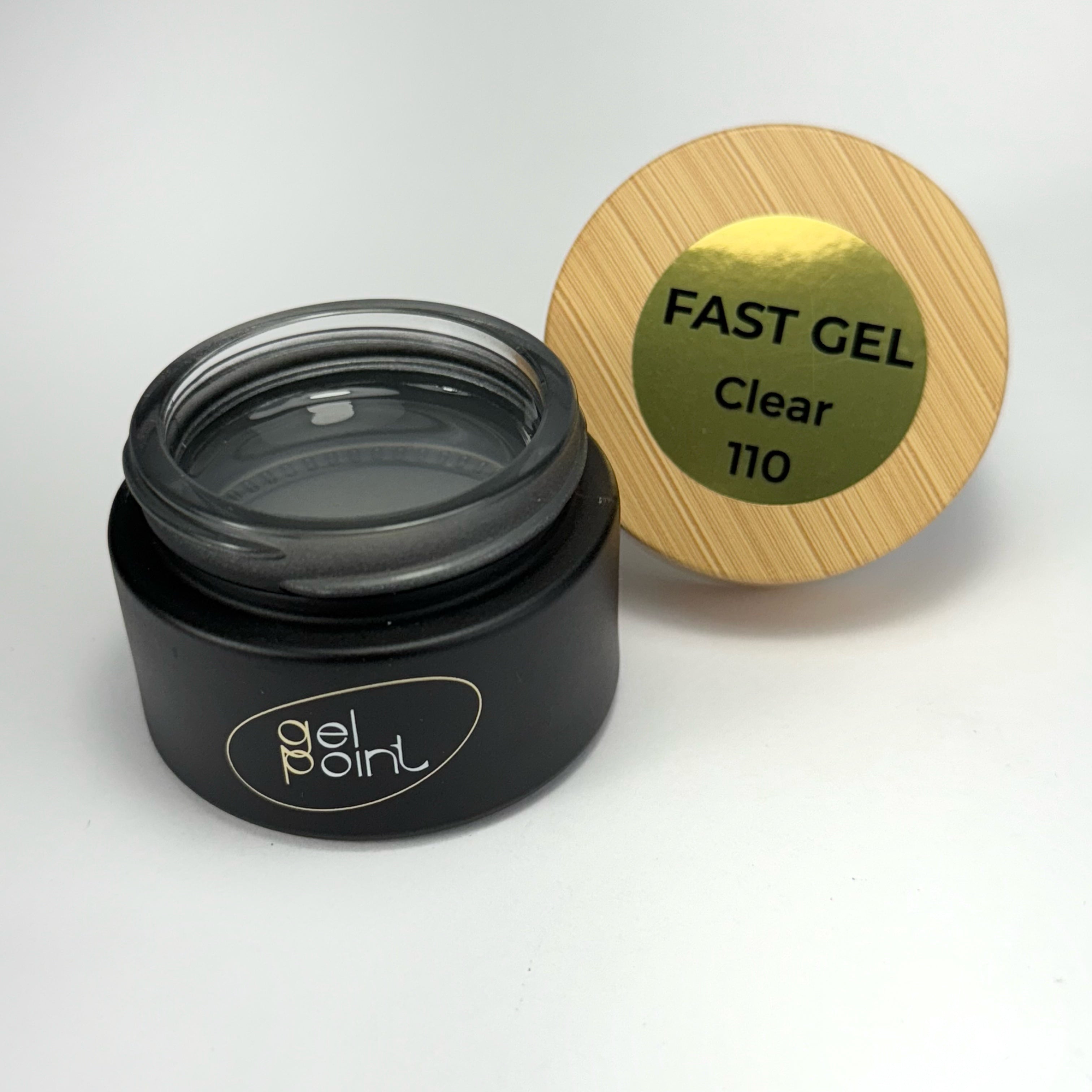 Fast Gel 110 "Clear" Gel Point Builder Gel, Fast 5 Sec Cure UV/LED Hard Gel for Nail Extension, liquid, Strong Self-Leveling, No Lifting, No Cracks,