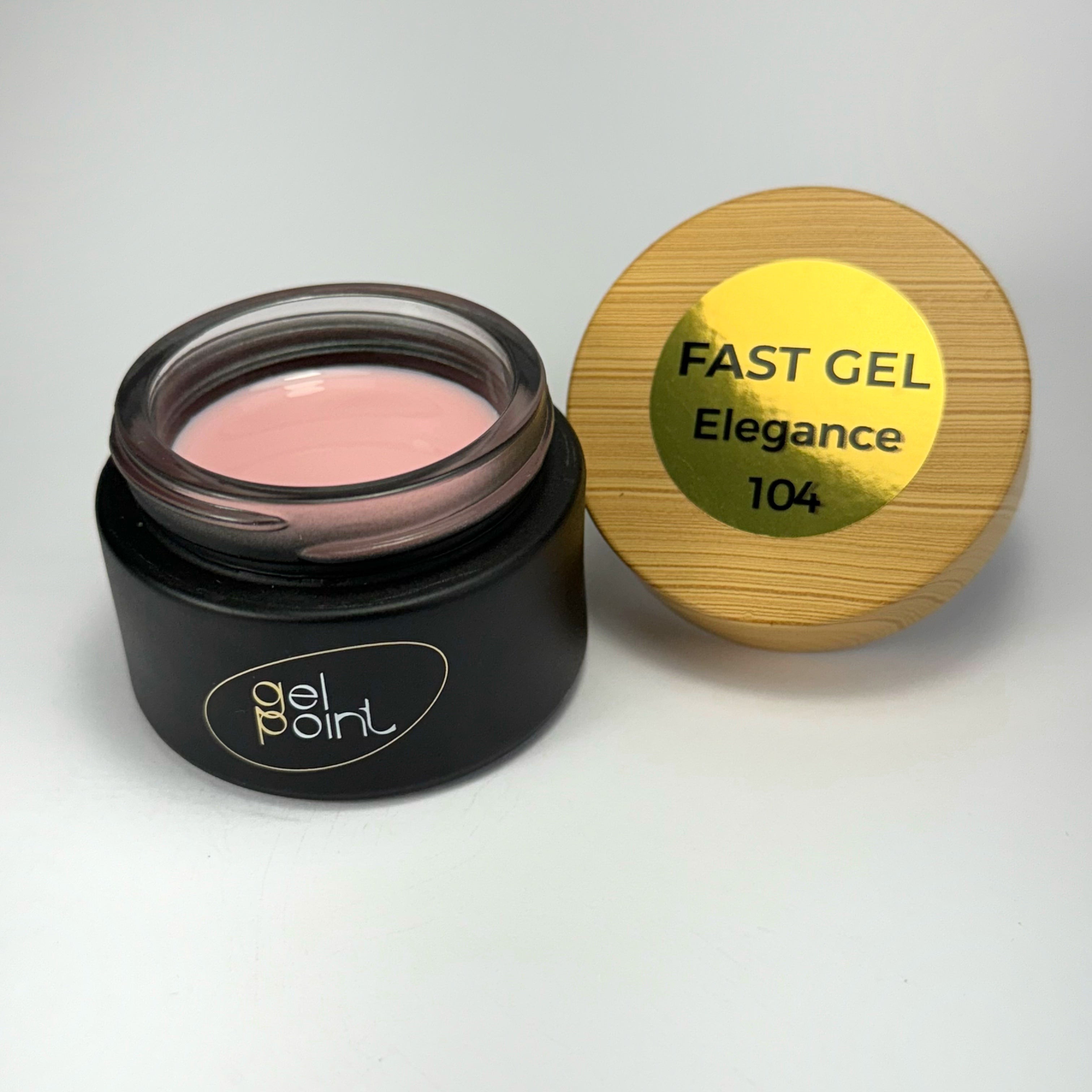 Fast Gel 104 "Elegance" Gel Point Builder Gel, Fast 5 Sec Cure UV/LED Hard Gel for Nail Extension, liquid, Strong Self-Leveling, No Lifting, No Cracks,