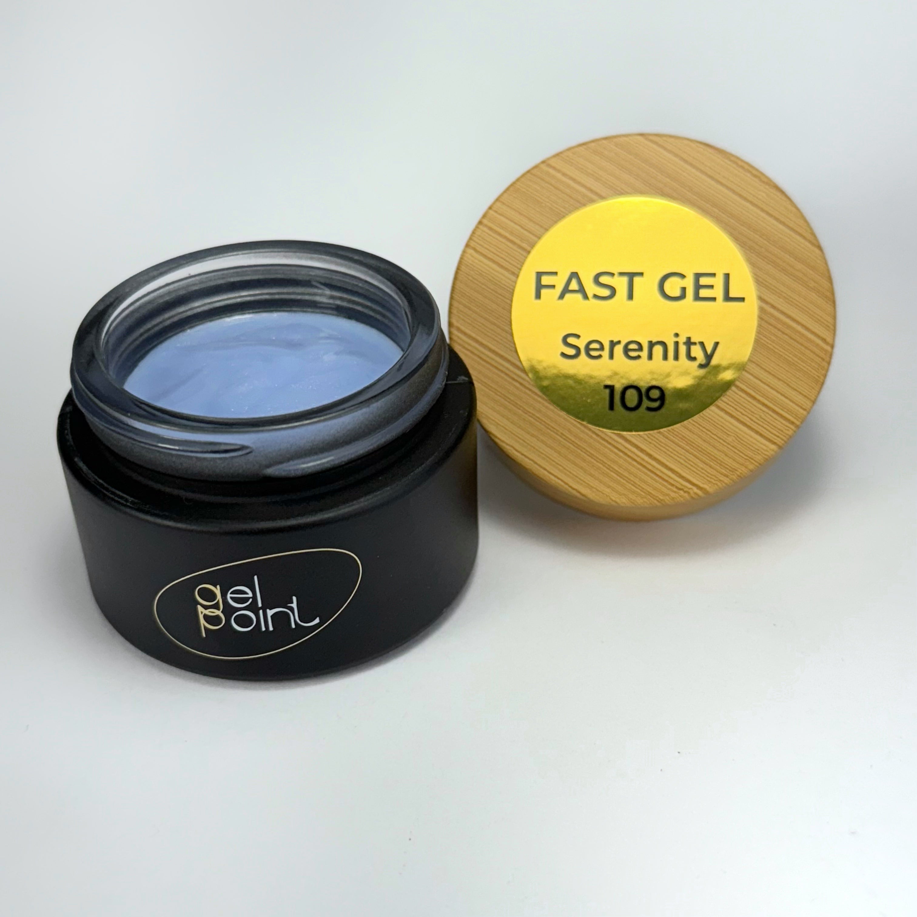 Fast Gel 109 "Serenity" Gel Point Builder Gel, Fast 5 Sec Cure UV/LED Hard Gel for Nail Extension, liquid, Strong Self-Leveling, No Lifting, No Cracks,