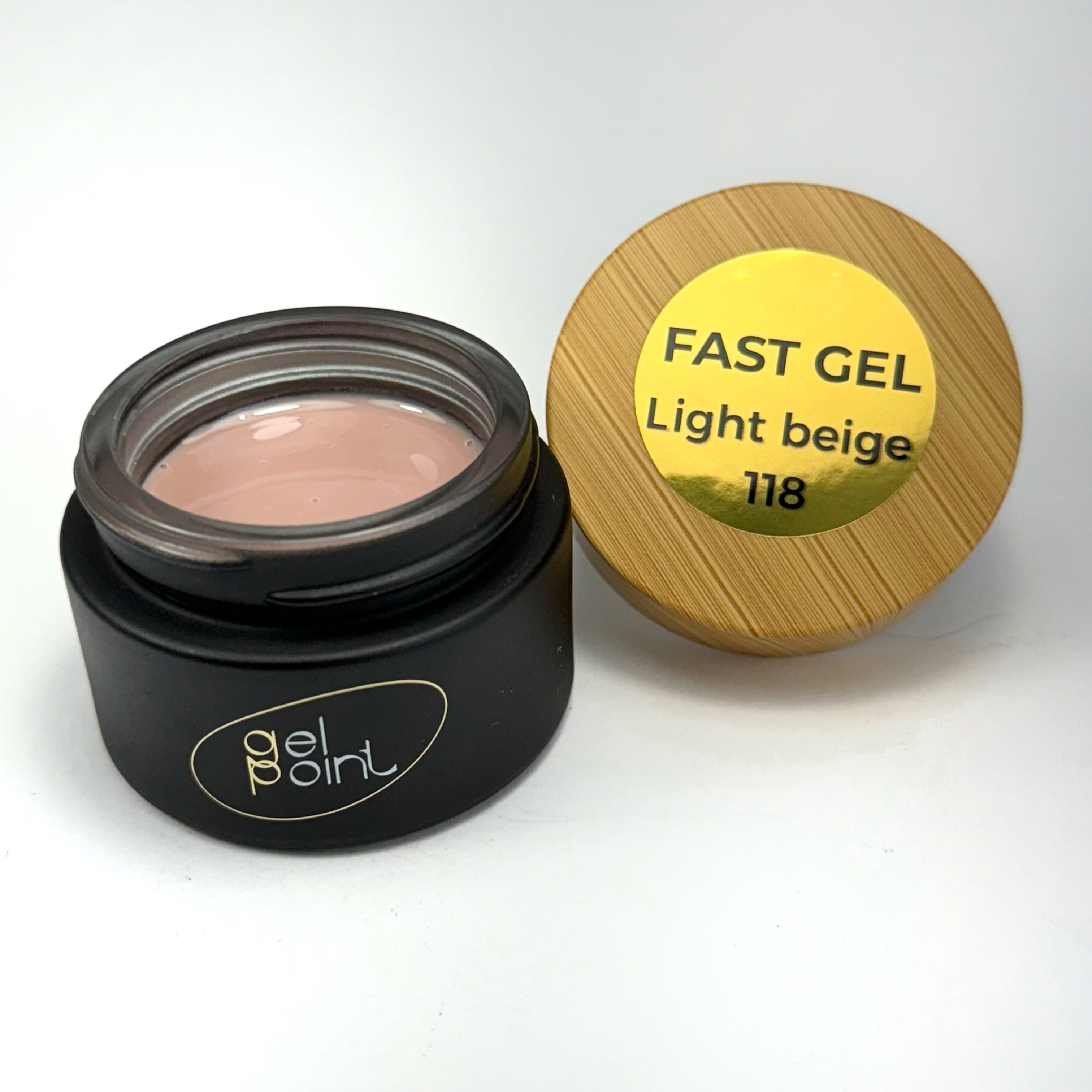Fast Gel 118 "Light beige" Gel Point Builder Gel, Fast 5 Sec Cure UV/LED Hard Gel for Nail Extension, liquid, Strong Self-Leveling, No Lifting, No Cracks,