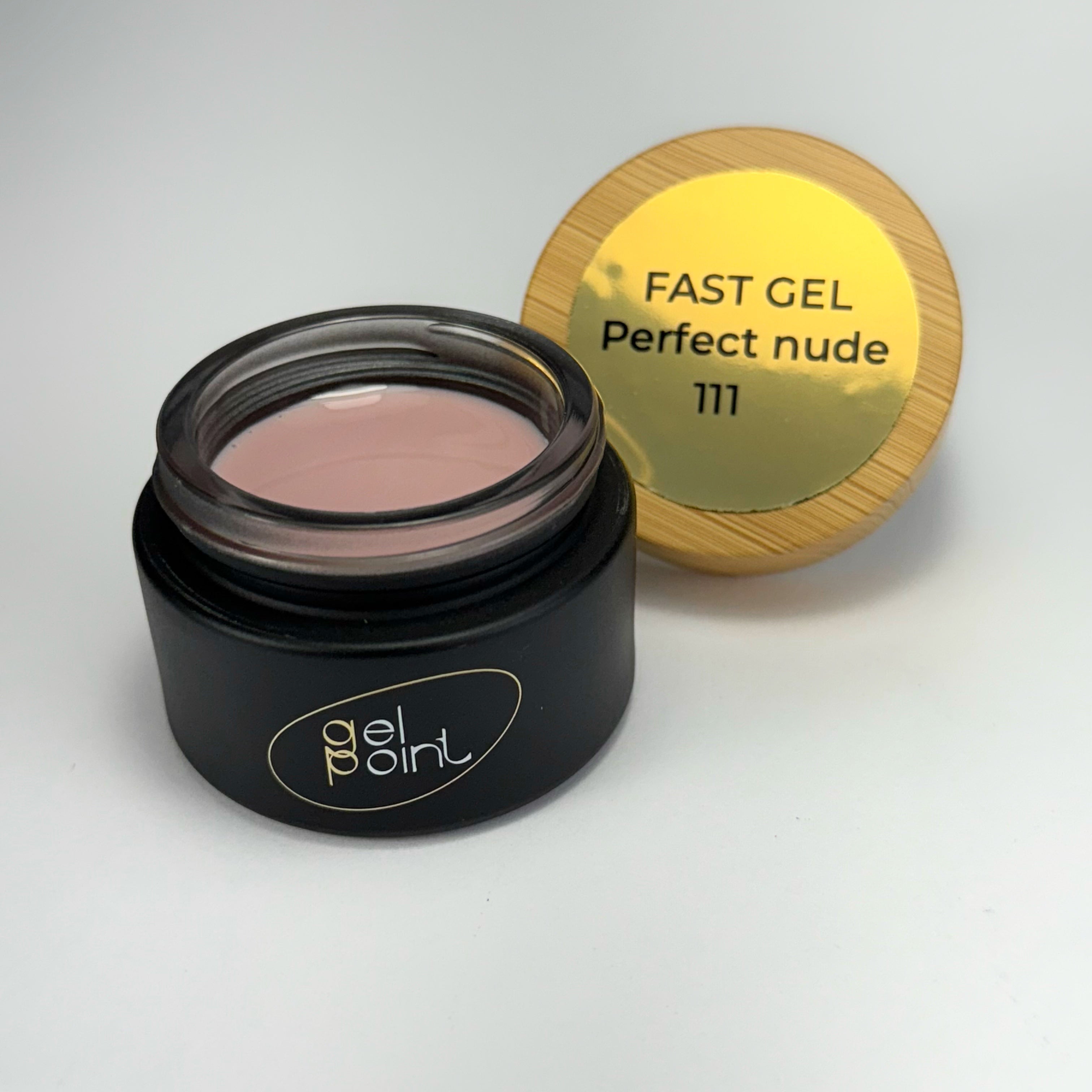 Fast Gel 111 "Perfect nude" Gel Point Builder Gel, Fast 5 Sec Cure UV/LED Hard Gel for Nail Extension, liquid, Strong Self-Leveling, No Lifting, No Cracks,