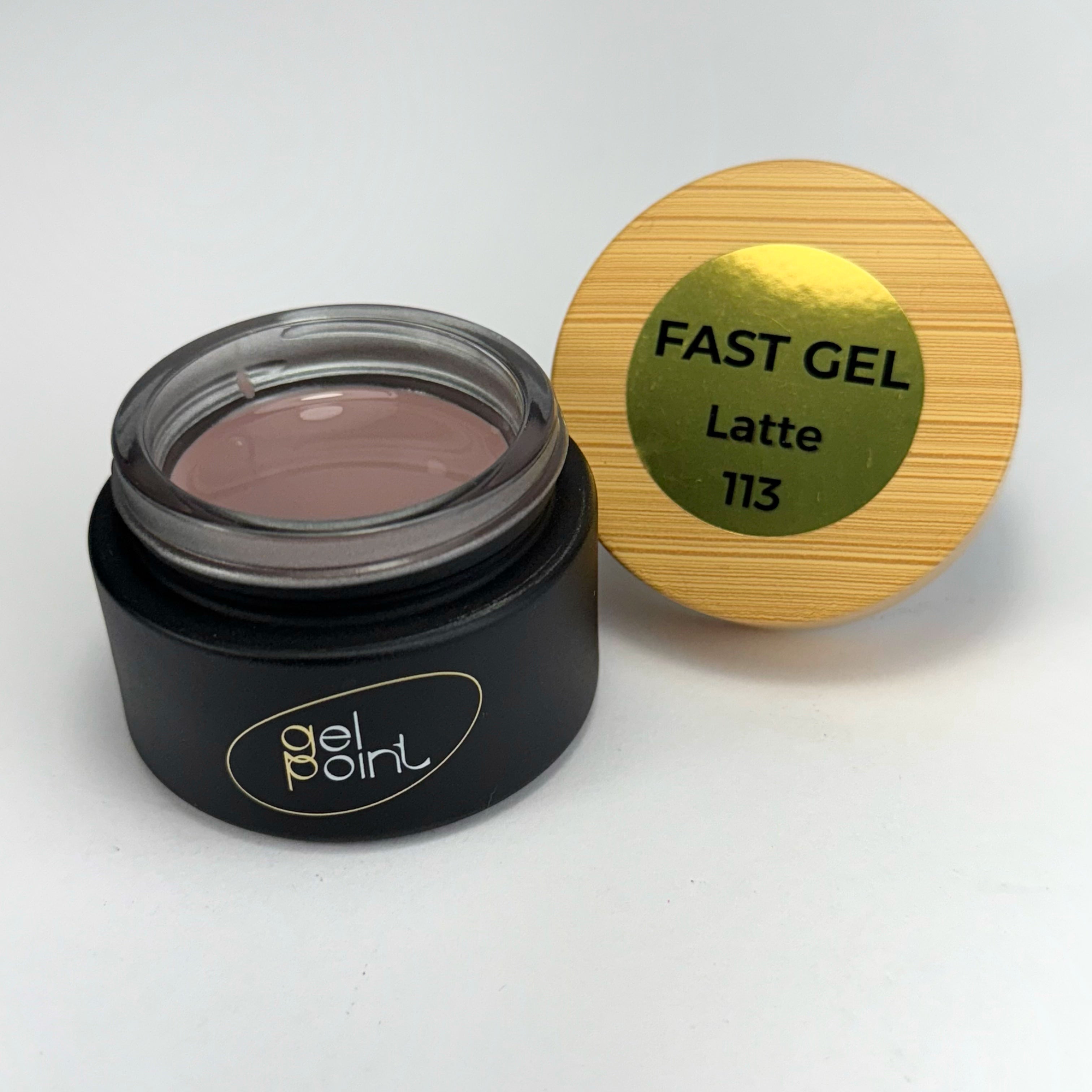 Fast Gel 113 "Latte" Gel Point Builder Gel, Fast 5 Sec Cure UV/LED Hard Gel for Nail Extension, liquid, Strong Self-Leveling, No Lifting, No Cracks,