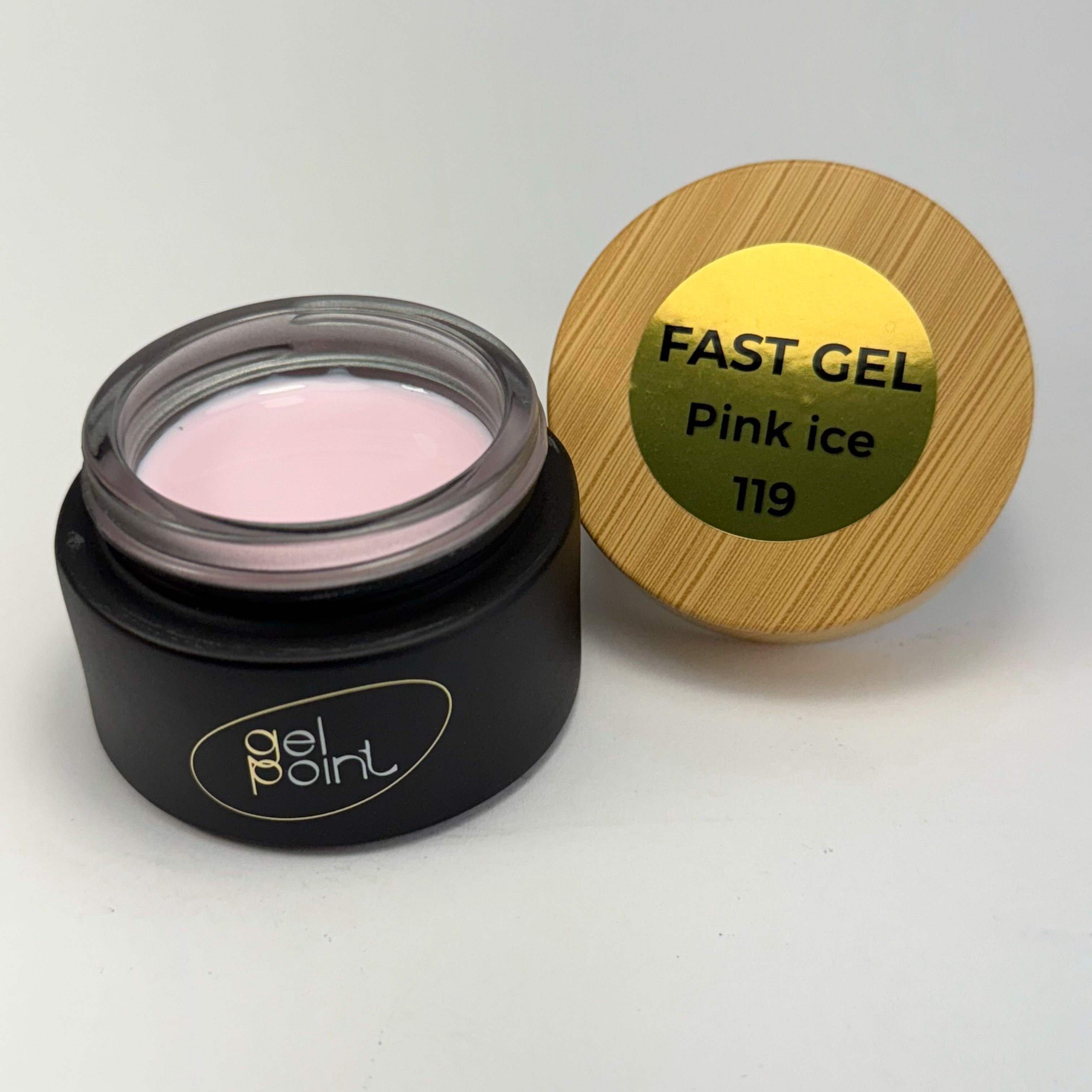Fast Gel 119 "Pink ice" Gel Point Builder Gel, Fast 5 Sec Cure UV/LED Hard Gel for Nail Extension, liquid, Strong Self-Leveling, No Lifting, No Cracks,